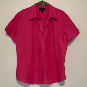 Foxcroft Women's Short Sleeve Button-Down Shirt - Hot Pink